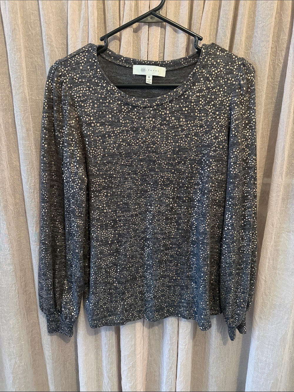 Fever Charcoal Gray Sparkle Long-Sleeve Sweatshirt